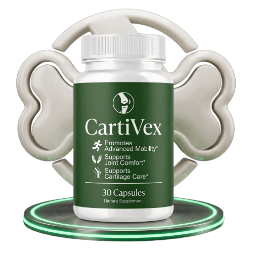 Front-facing studio product photograph of a white supplement bottle with a deep forest green label